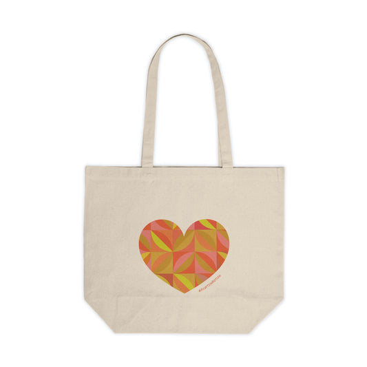 Geometric Heart Canvas Shopping Tote - Eco-Friendly Tote Bag for Everyday Use