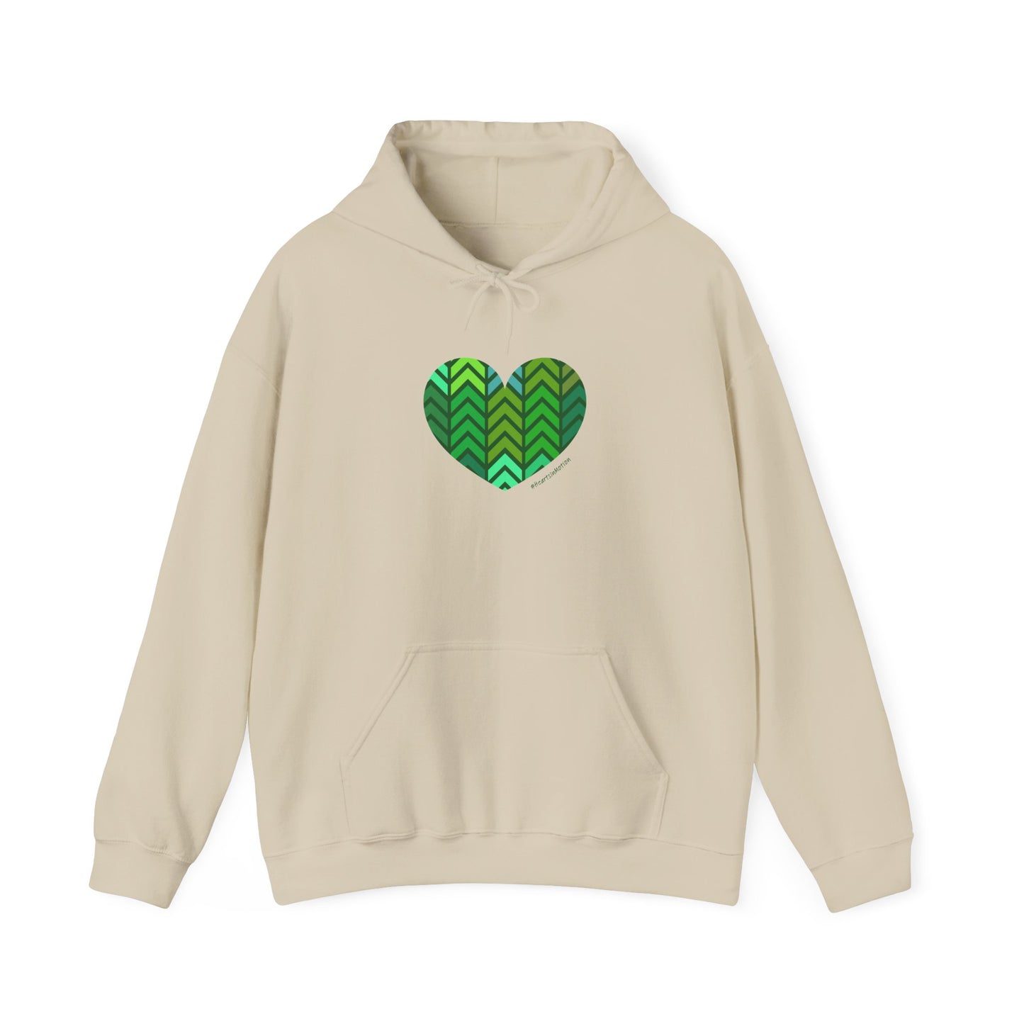Green Chevron Heart Pattern Unisex Hoodie - #HeartsInMotion