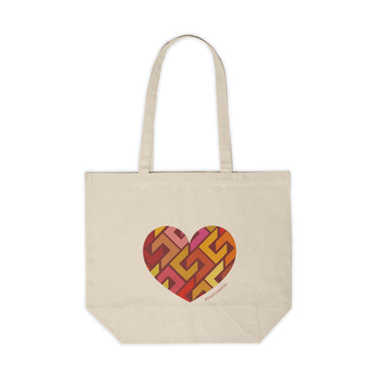 Colourful Heart Pattern Canvas Shopping Tote- Eco-Friendly Bag - #HeartsInMotion