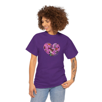 Pixel Heart Mosaic Unisex Heavy Cotton Tee - Colorful Love Shirt