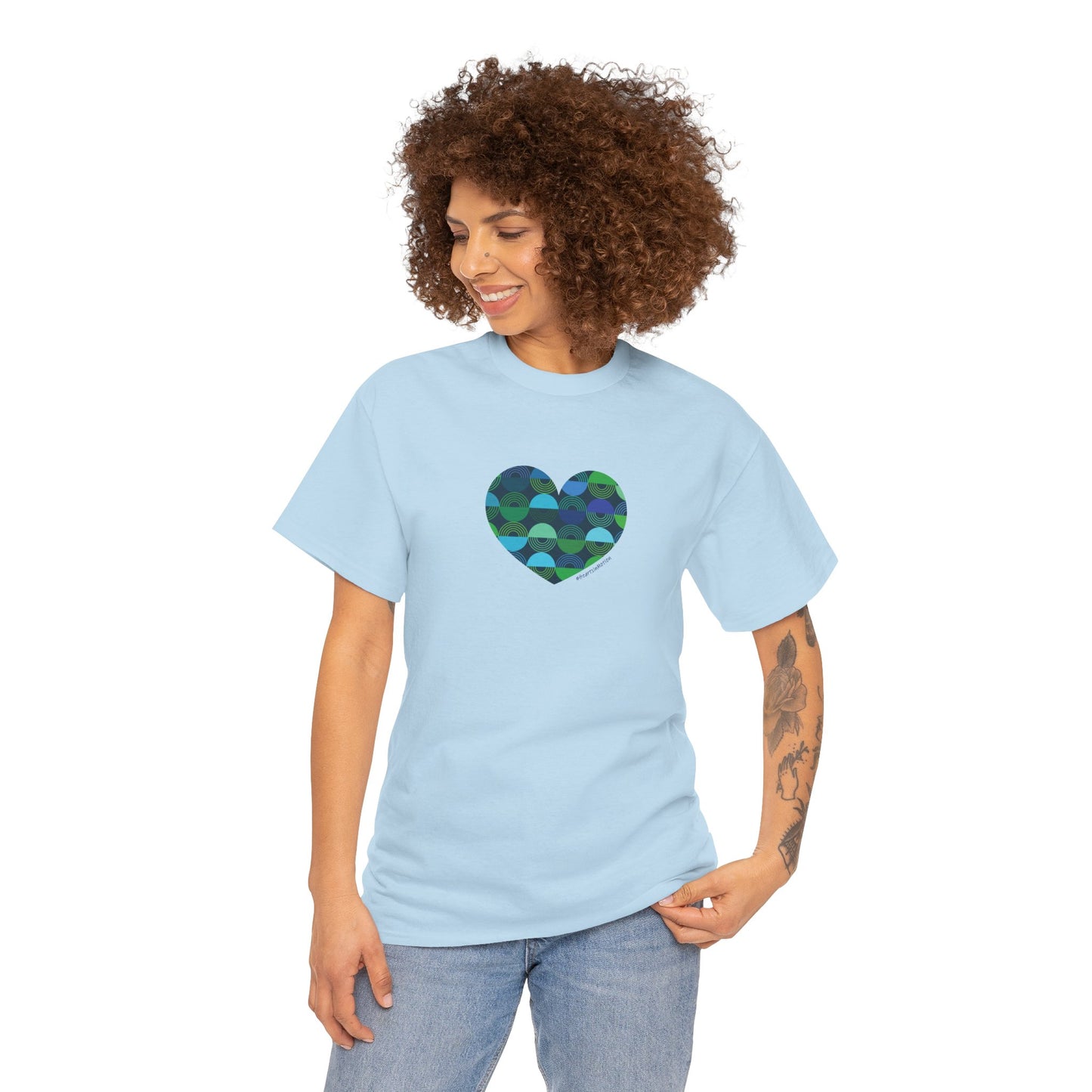 Heart Pattern Unisex Heavy Cotton Tee - #HeartsInMotion