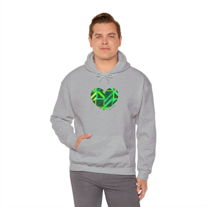 Eco-Friendly Green Heart Design Hooded Sweatshirt - #HeartsInMotion