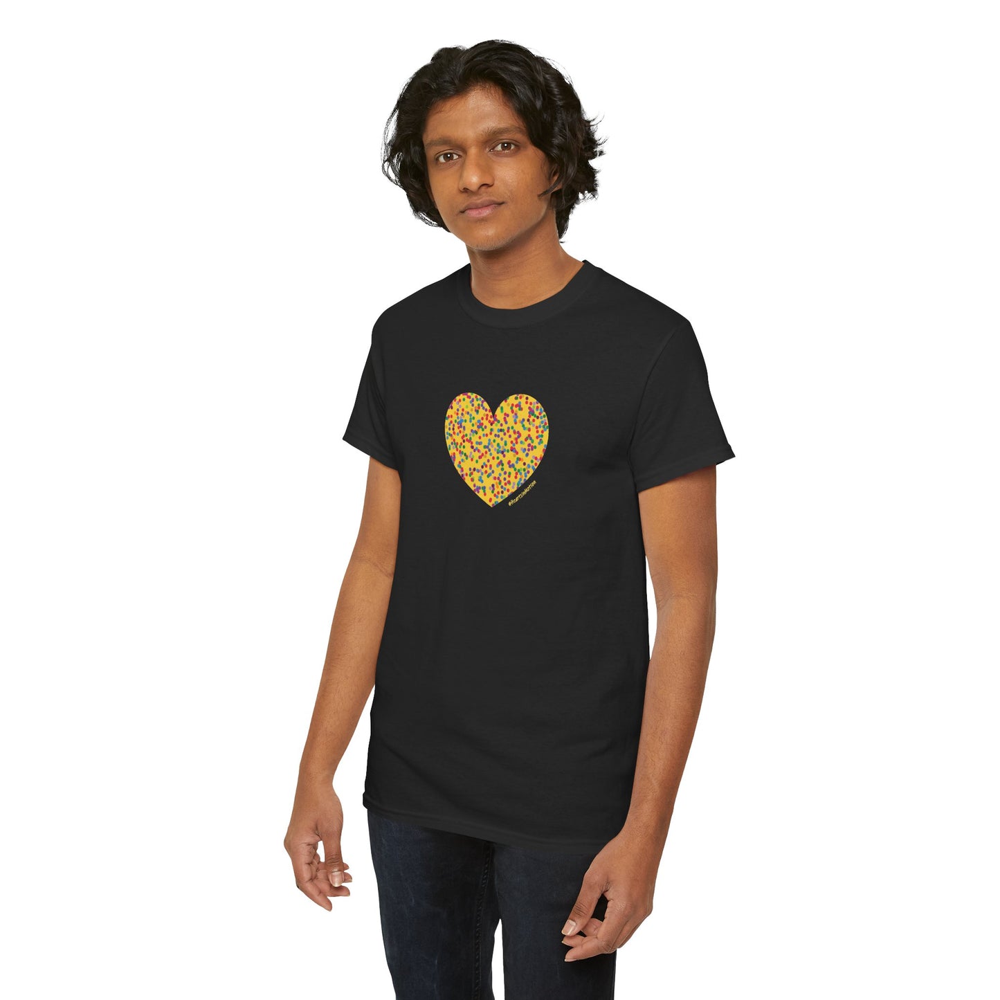 Colourful Dot Heart Unisex Heavy Cotton Tee - #HeartsInMotion