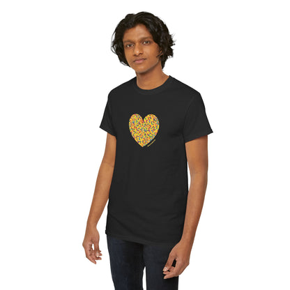 Colourful Dot Heart Unisex Heavy Cotton Tee - #HeartsInMotion