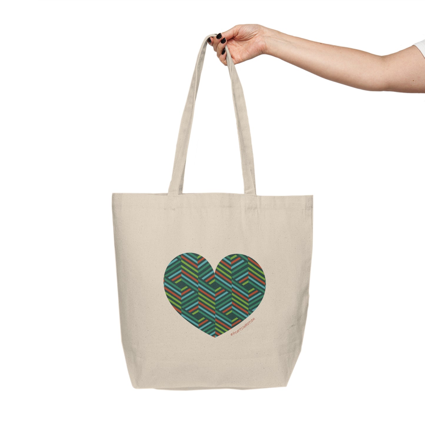 Heart Pattern Canvas Shopping Tote - Eco-Friendly Bag, #HeartsInMotion