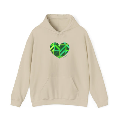 Eco-Friendly Green Heart Design Hooded Sweatshirt - #HeartsInMotion