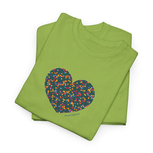Colourful Heart Dot Unisex Heavy Cotton Tee - #HeartsInMotion T-Shirt