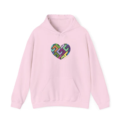 Colourful Heart Design Unisex Hoodie, Casual Layer - #HeartsInMotion