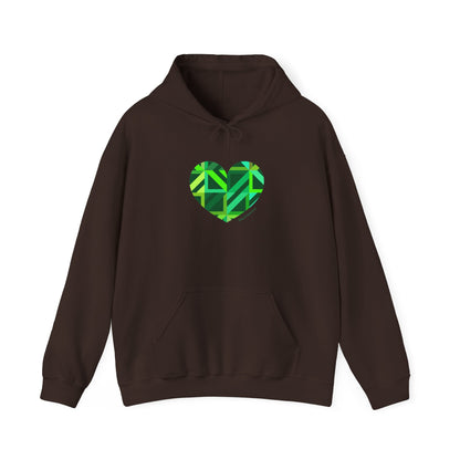 Eco-Friendly Green Heart Design Hooded Sweatshirt - #HeartsInMotion