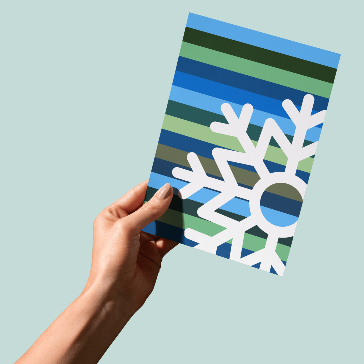 Bold Blue & Green -Bah Freekin' Humbug Christmas Card - Funny Holiday Snowflake