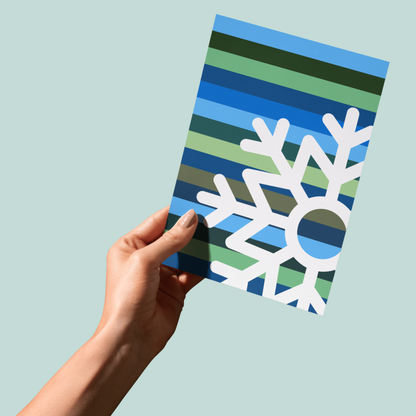 Bold Blue & Green -Bah Freekin' Humbug Christmas Card - Funny Holiday Snowflake