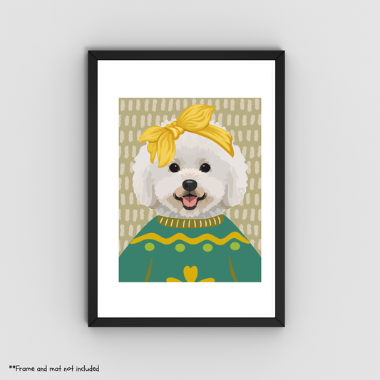 Fluffy Bichon Frise Print - Cozy Sweater Dog Decor