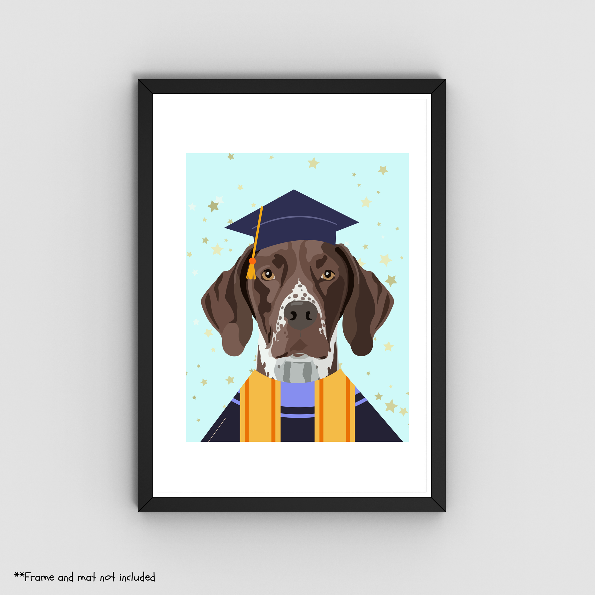 Graduating German Shorthaired Pointer Print 8.5x11 - Dog Lover Print