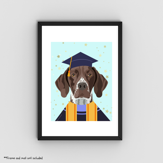Graduating German Shorthaired Pointer Print 8.5x11 - Dog Lover Print