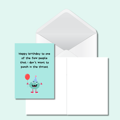 Bold -Happy Birthday - Punch Throat"  Cheeky 5x7 Card