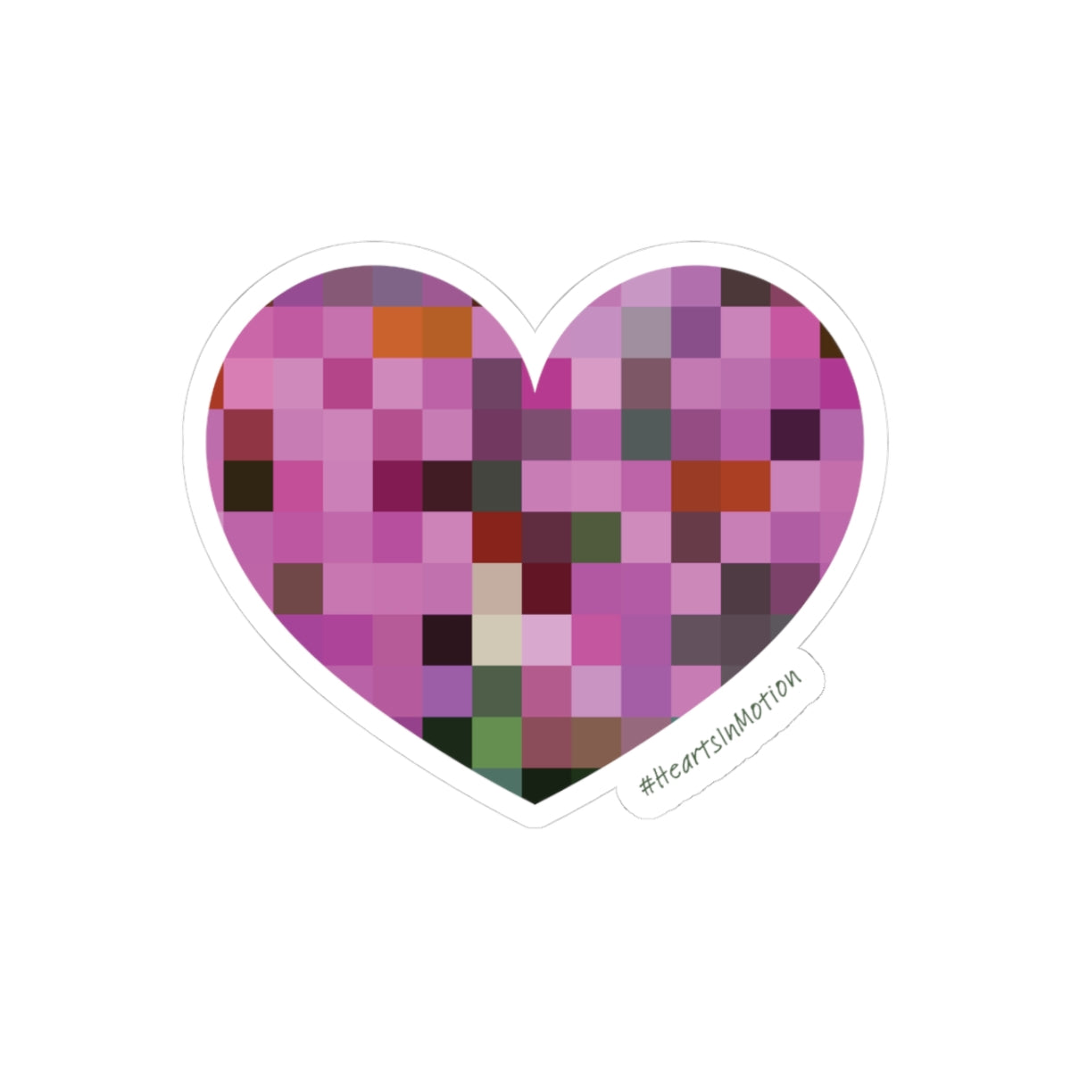 Colourful Pixel Heart Die Cut Stickers, Cute Laptop Decals, #HeartsInMotion
