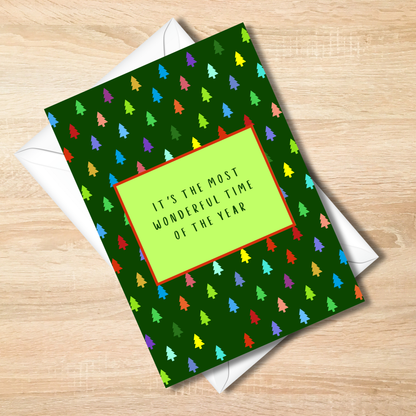 Bold Colour Funny Christmas Card Trees - Sarcastic Holiday Card 5x7