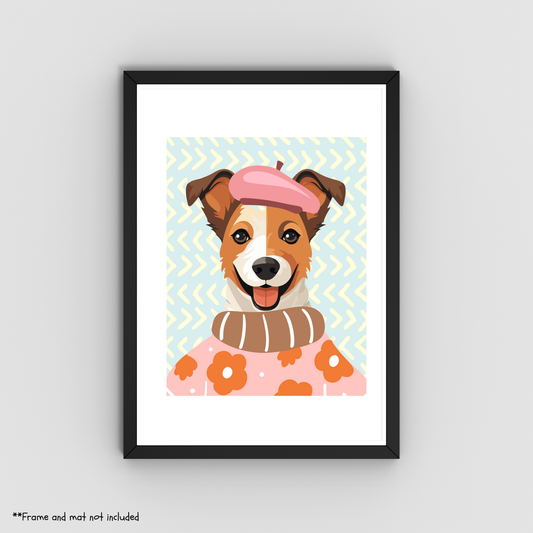 Pink Jack Russell Terrier Print 8.5x11 - Dog Lover Print