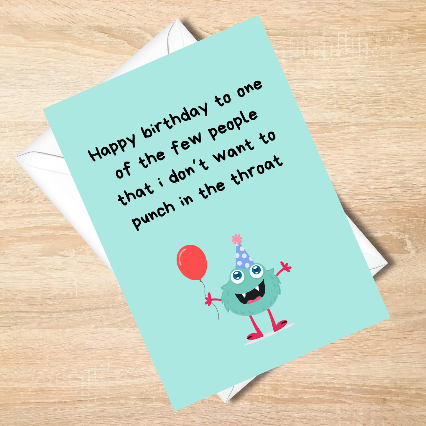 Bold -Happy Birthday - Punch Throat"  Cheeky 5x7 Card