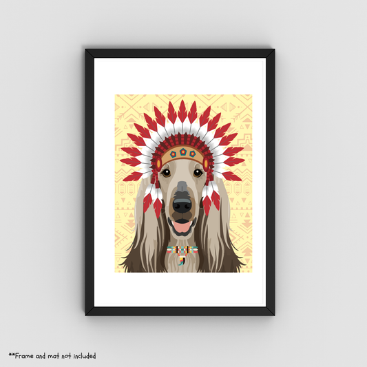 Native Afghan Hound Print 8.5x11 - Dog Lover Print