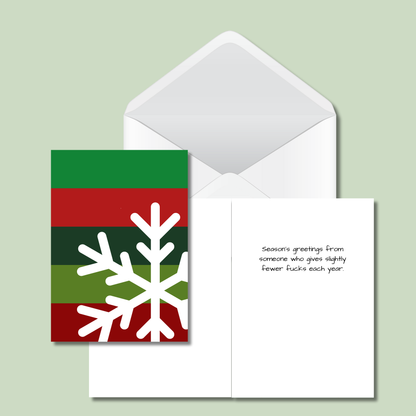Bold Red & Green -Season's Greetings Funny Christmas Card - Sarcastic Snowflake