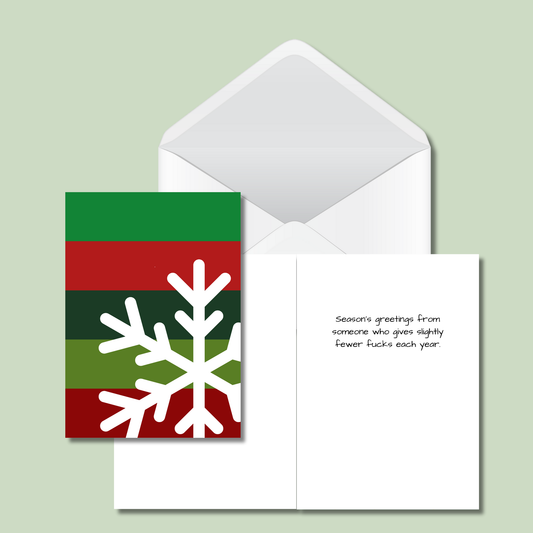 Bold Red & Green -Season's Greetings Funny Christmas Card - Sarcastic Snowflake