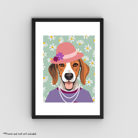 Beagle's Sunday Best Print 8.5x11 - Dog Lover Print