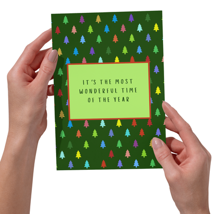 Bold Colour Funny Christmas Card Trees - Sarcastic Holiday Card 5x7
