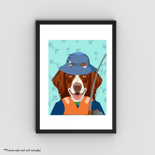 Fishing Border Collie Print 8.5x11 - Dog Lover Print