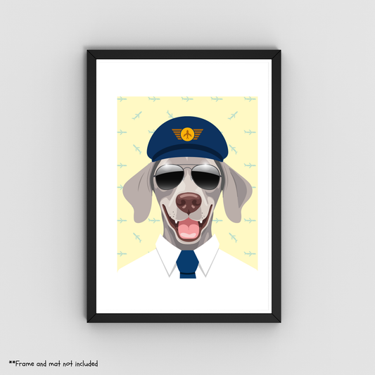 Weimaraner Pilot Print 8.5x11 - Dog Lover Print