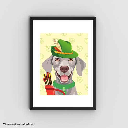 Weimaramer Archer Print 8.5x11 - Dog Lover Print