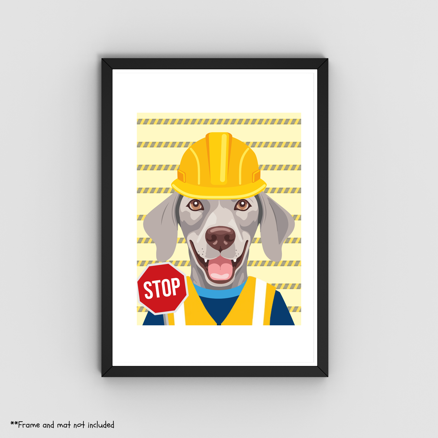 Weimaraner Road Worker Print 8.5x11 - Dog Lover Print