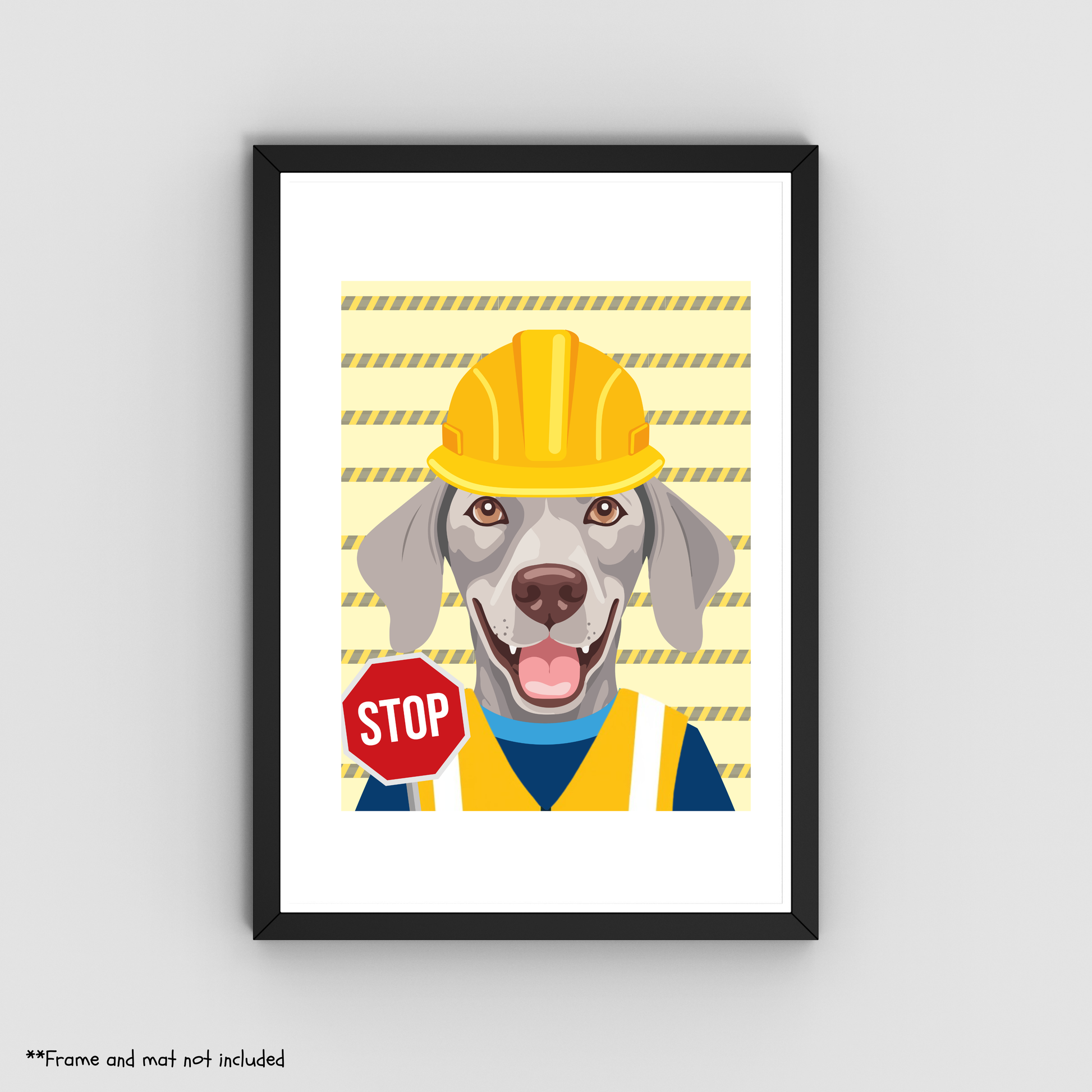 Weimaraner Road Worker Print 8.5x11 - Dog Lover Print