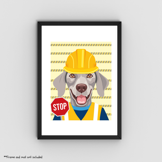Weimaraner Road Worker Print 8.5x11 - Dog Lover Print