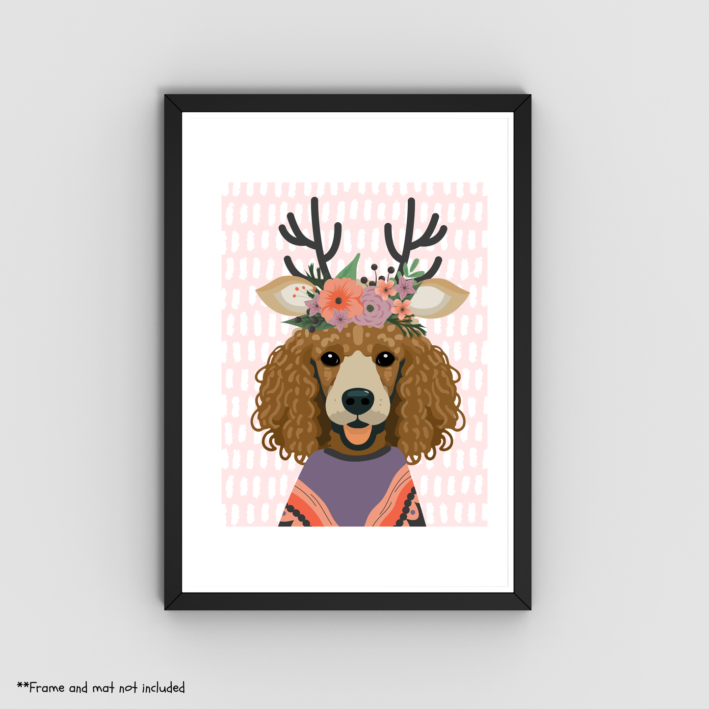 Deer/Poodle Dog Print 8.5x11 - Dog Lover Print