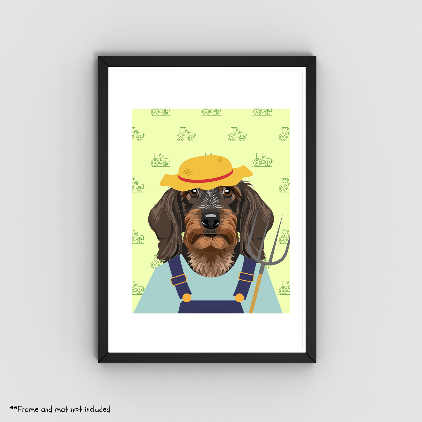 Farmer Dachshund Print - Cute Country Dog Illustration