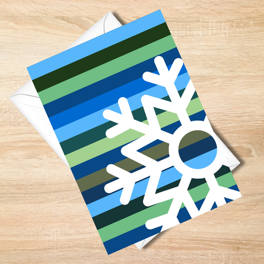 Bold Blue & Green -Bah Freekin' Humbug Christmas Card - Funny Holiday Snowflake
