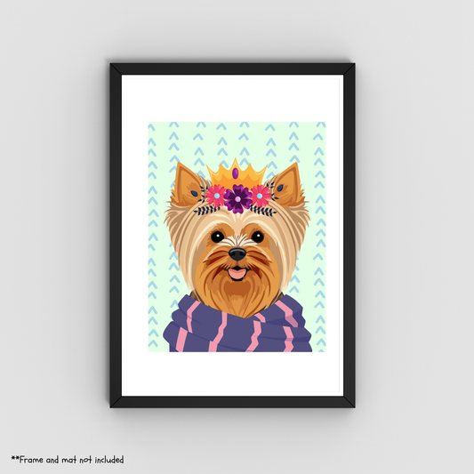 Queen Yorkshire Terrier Print 8.5x11 - Dog Lover Print