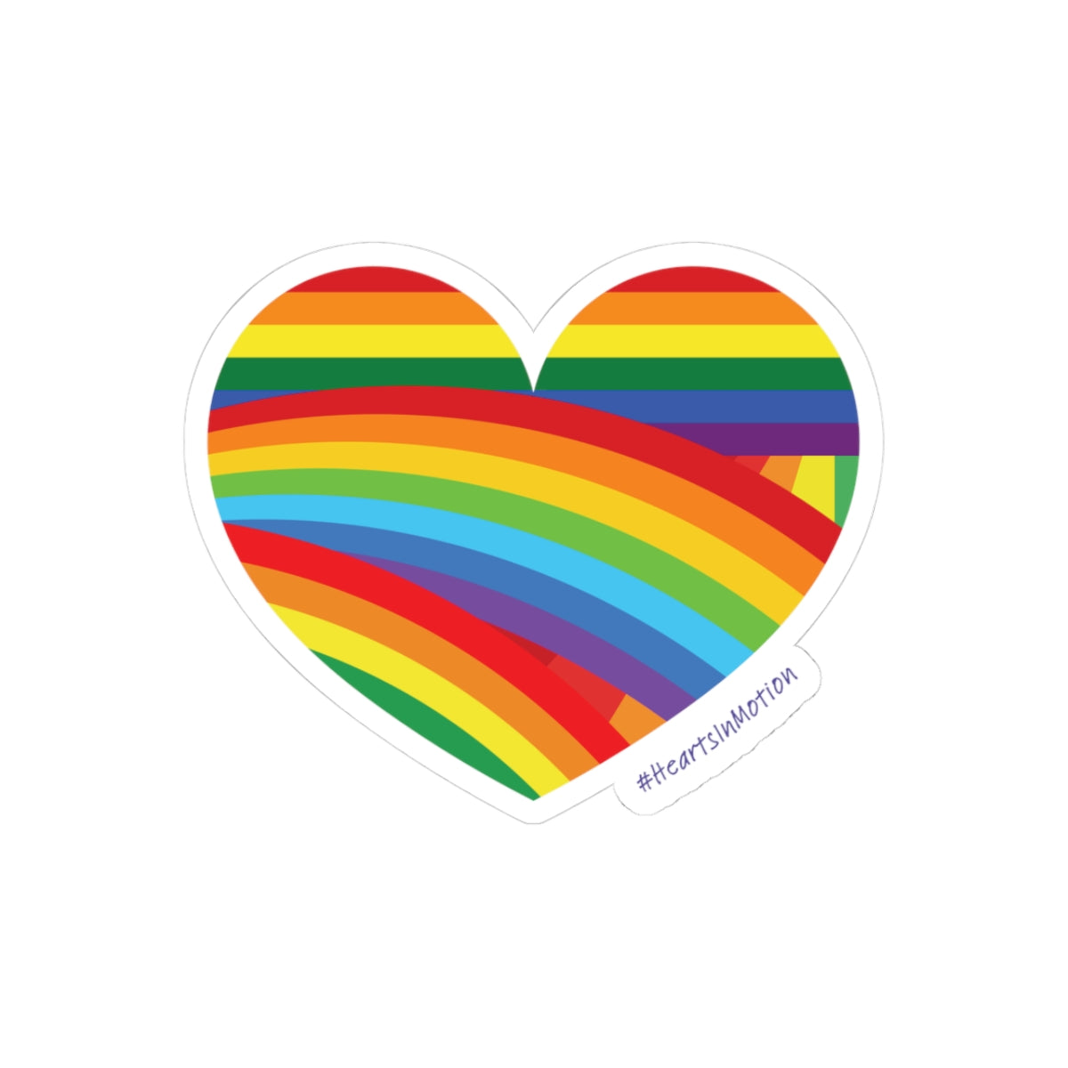Vibrant Rainbow Heart Stickers, Colourful LGBTQ+ Pride Stickers, #HeartsInMotion