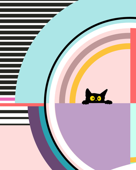 Geometric Cat Print 1 - 8" x 10"  Cat Lovers Print