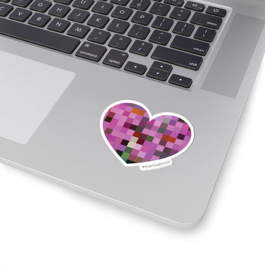 Colourful Pixel Heart Die Cut Stickers, Cute Laptop Decals, #HeartsInMotion
