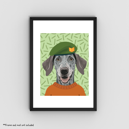 Beret Dog Print 8.5x11 - Dog Lover Print