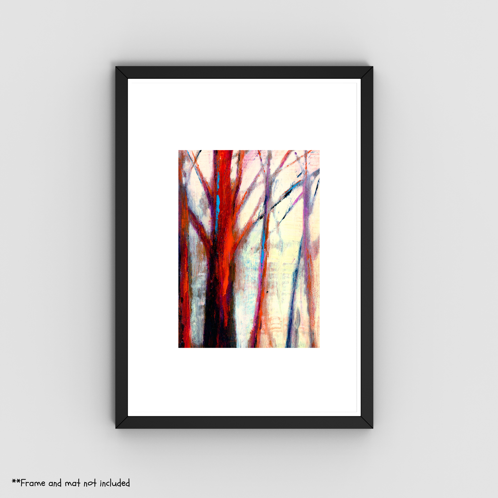 Dancing Oaks 5x7 Art Print - Nature-Inspired Abstract Landscape