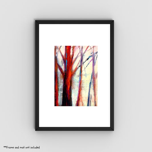 Dancing Oaks 5x7 Art Print - Nature-Inspired Abstract Landscape