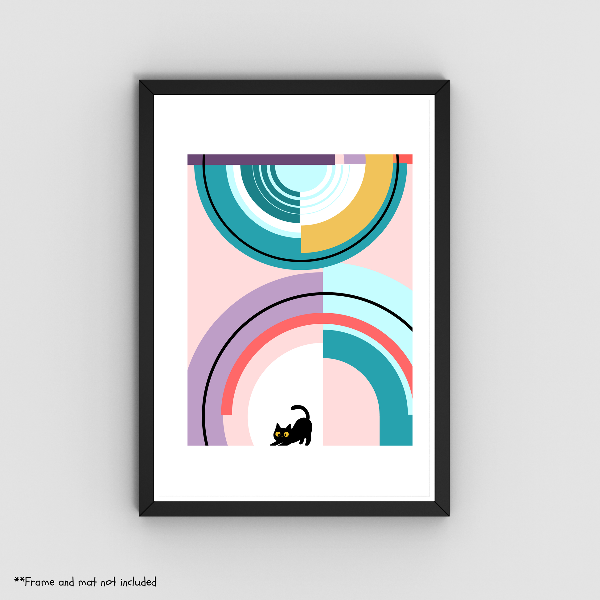 Geometric Cat Print 3 - 8" x 10"  Cat Lovers Print