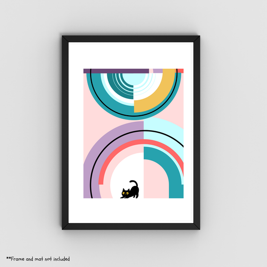Geometric Cat Print 3 - 8" x 10"  Cat Lovers Print