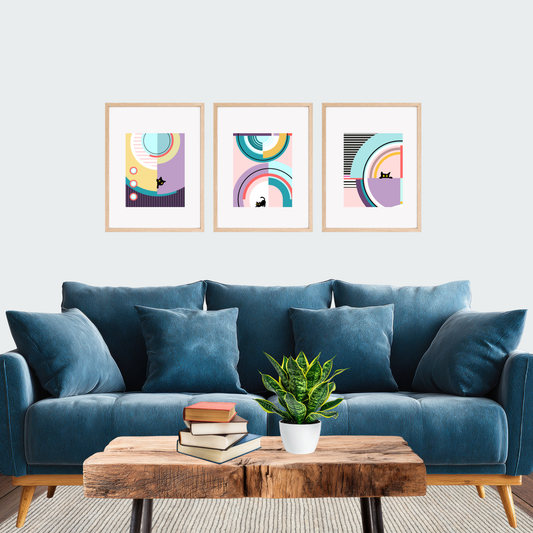 Geometric Cat Print 3 - 8" x 10"  Cat Lovers Print