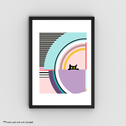 Geometric Cat Print 1 - 8" x 10"  Cat Lovers Print