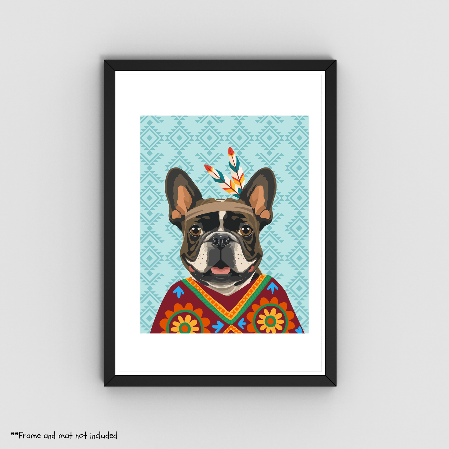 Native Pug Print 8.5x11 - Dog Lover Print