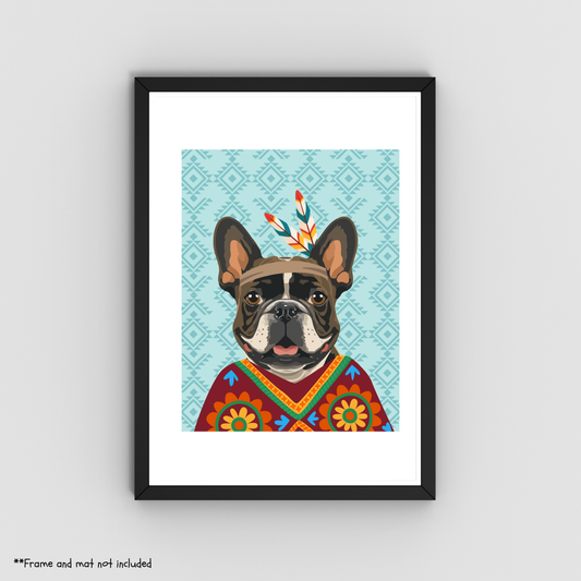 Native Pug Print 8.5x11 - Dog Lover Print
